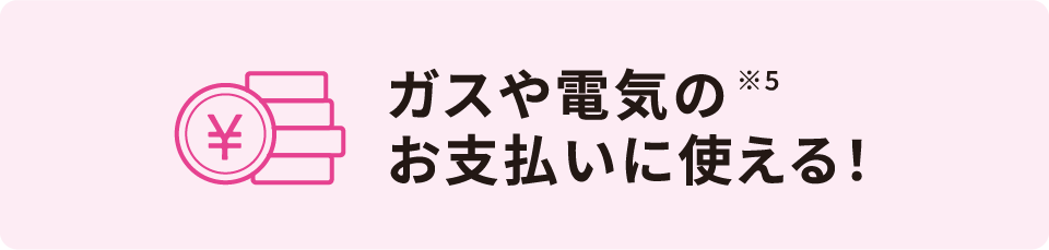 ガスや電気のお支払いに使える！※5