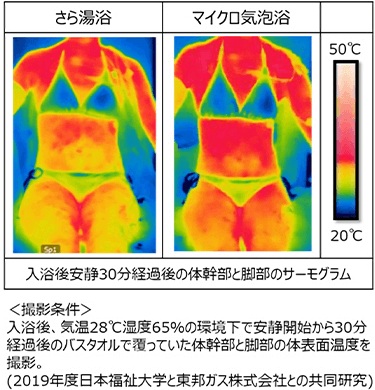 入浴後安静30分経過後の体幹と脚部のサーモグラム