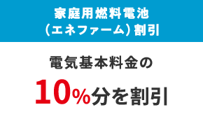 家庭用燃料電池（エネファーム）割引 電気基本料金の10%分を割引