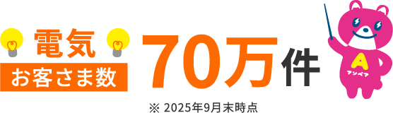 電気お客さま数 70万件 ※2025年9月末時点