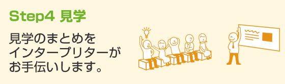 Step4 見学 見学のまとめをインタープリターが お手伝いします。