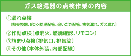 ガス給湯器の点検作業の内容