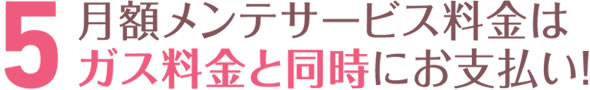 月額メンテサービス料金はガス料金と同時にお支払い！