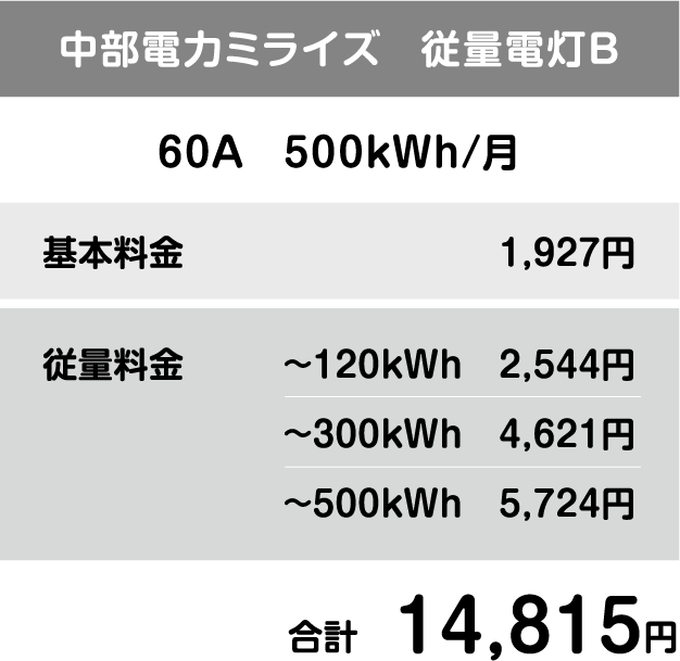 中部電気ミライズ　従量電灯B